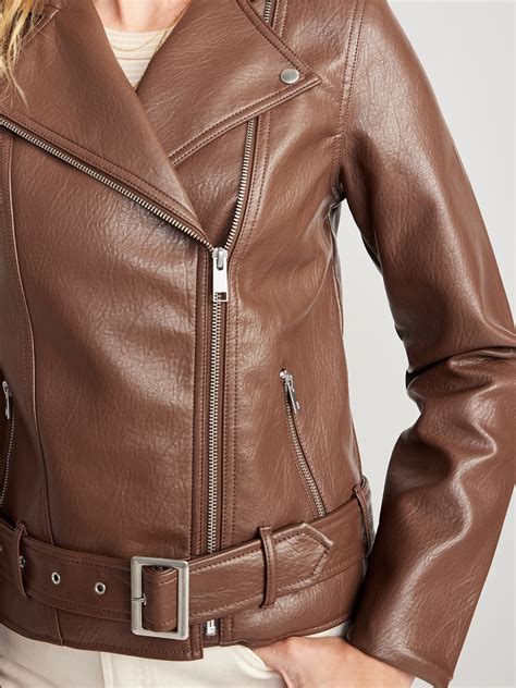 leather belted biker jacket.